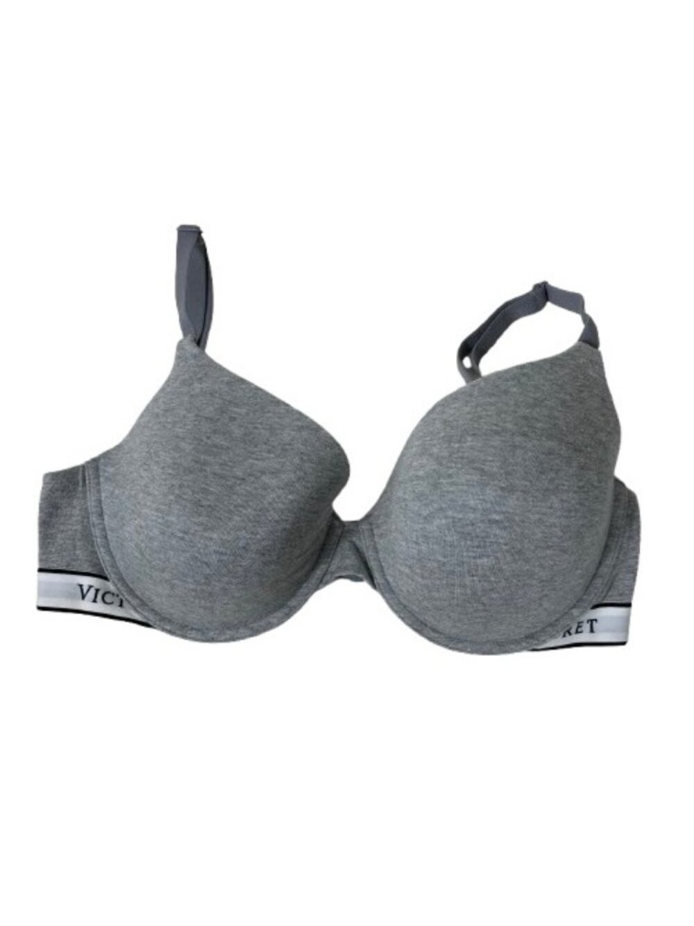 Victoria’s Secret Lightly Lined Demi Bra Gray 36D Logo Band T-Shirt
